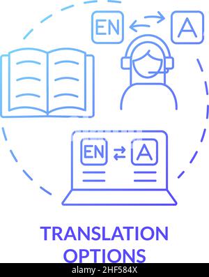 Translation option blue gradient concept icon Stock Vector