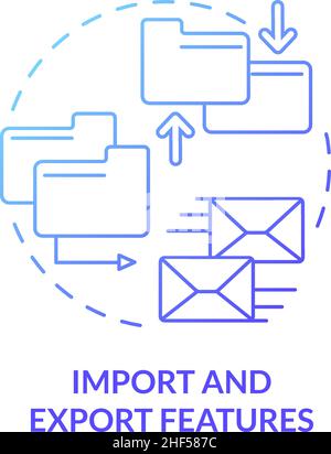 Import and export features blue gradient concept icon Stock Vector