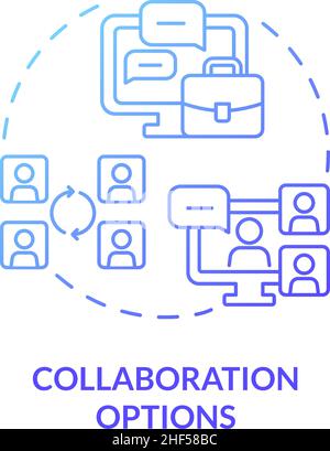Collaboration options blue gradient concept icon Stock Vector