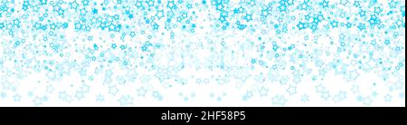Blue flying stars confetti isolated on white background. Beautiful little random stellar falling. Pattern of little shining stars. Decorative blue chr Stock Vector