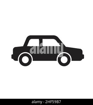 simple car black silhouette side view icon symbol vector isolated on white background Stock Vector