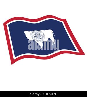 wyoming wy state flag flying waving on flagpole vector isolated on ...