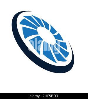 simple turbine fan icon angled isometric vector illustration isolated on white background Stock Vector