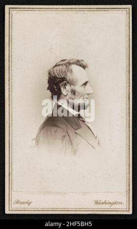 Abraham 'Abe' Lincoln 1809-1865. Brady, Washington; Brady's National Photographic Portrait Galleries No. 352 Pennsylvania Av. Washington, D.C. 1864. Stock Photo