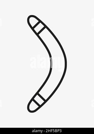 Boomerang vector outline icon on white background. Stock Vector