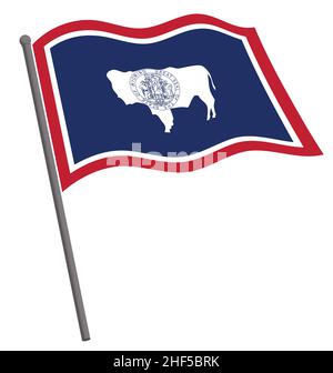 Wyoming wy state flag flying waving silk vector isolated on white ...