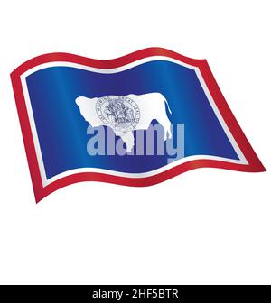 wyoming wy state flag flying waving on flagpole vector isolated on ...