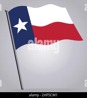 texas tx state flag flying waving on flagpole icon vector illustration Stock Vector