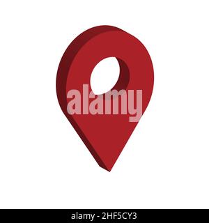 Color maping pin location icon. Vector illustration for web design. Red pin icon. Vector illustration in flat isometric 3D style. Stock Vector