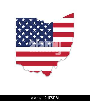 Ohio Map Flag. Map of OH; USA with the state flag. United States ...
