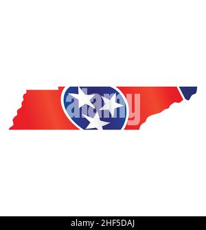 tennessee tn state flag in map shape silhouette icon vector isolated on white background Stock Vector