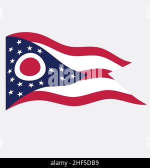 accurate correct ohio oh state flag flying waving icon isolated Stock Vector