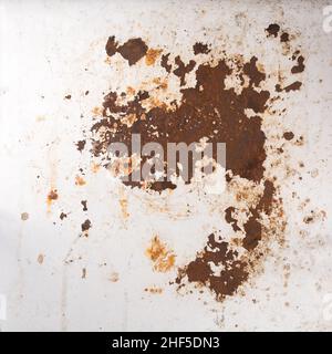 aged rusty white painted metal surface, cracked grunge corrosive surface, background texture for graphic designing Stock Photo