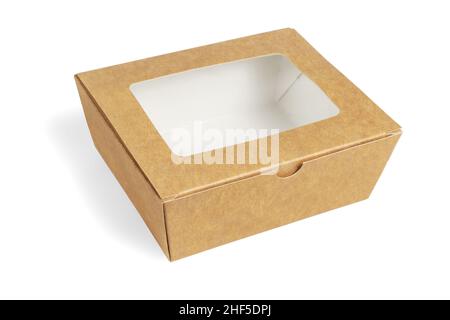 Transparent Top Paper Box on White Background Stock Photo