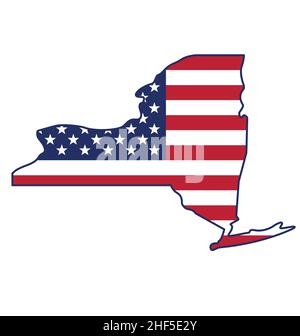 new york ny state shape silhouette with usa flag icon logo vector isolated on white background Stock Vector