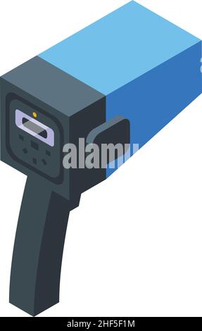 Distance speed radar icon isometric vector. Camera traffic. Police ticket Stock Vector