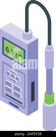 Ph meter probe icon isometric vector. Water test. Kit control Stock Vector