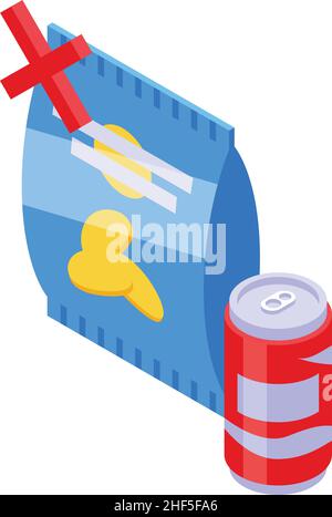 No fast food icon isometric vector. Drink junk. Bad diet Stock Vector