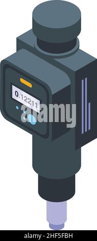 Digital micrometer icon isometric vector. Ruler equipment. Gauge tool Stock Vector