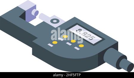 Steel micrometer icon isometric vector. Digital ruler. Compass dial Stock Vector
