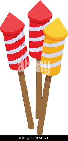 Rocket birthday icon isometric vector. Party firework. Fire gift Stock Vector