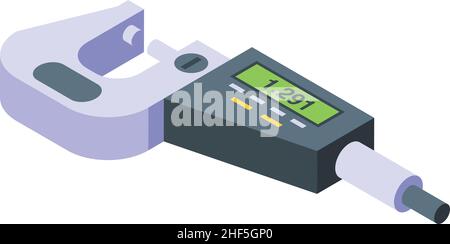 Measurement micrometer icon isometric vector. Dial laboratory. Steel instrument Stock Vector