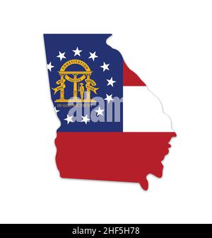 Georgia GA state shape map simplified with georgian USA flag vector isolated on white background Stock Vector