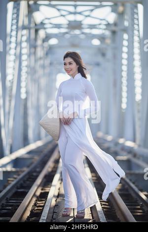 Ho Chi Minh City, Vietnam: Portrait women in white ao dai Vietnam