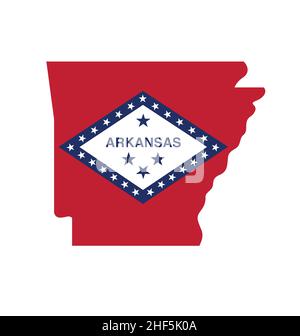 arkansas state map shape with flag logo vector isolated on white background Stock Vector