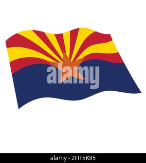 accurate correct arizona az state flag flying vector isolated on white background Stock Vector