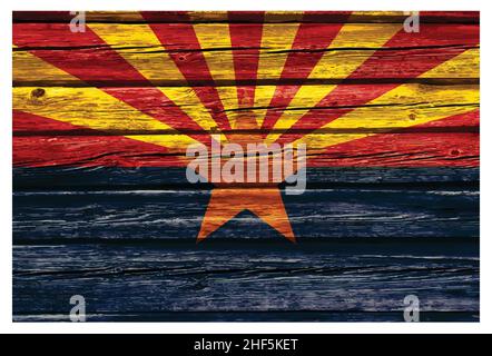 Arizona az flag painted on old timber wall vector isolated on white background Stock Vector