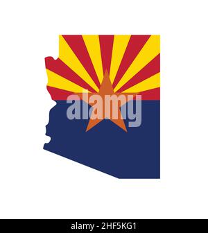 arizona az state flag in map shape icon logo vector isolated on white background Stock Vector