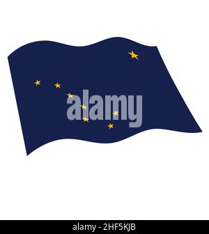 Alaska ak state flag flying waving alaskan flat colors vector isolated on white background Stock Vector
