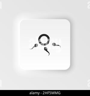 Sperm. Bioengineering neumorphic style vector icon. Biotechnology for health, researching. Molecular biology, biomedical and molecular engineering Neu Stock Vector