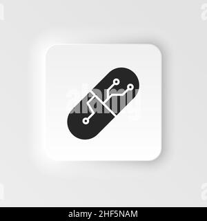Drugs, smart. Bioengineering neumorphic style vector icon. Biotechnology for health, researching. Molecular biology, biomedical and molecular engineer Stock Vector