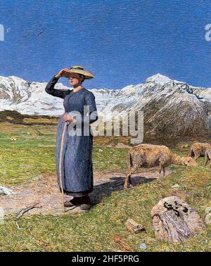 Mittag in den Alpen 1891. Stock Photo