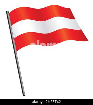flying waving austrian flag austria silk on flagpole vector isolated on white background Stock Vector