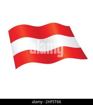 flying Austrian flag of Austria silk icon vector isolated on white background Stock Vector