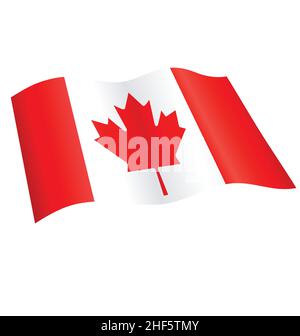 flying waving canadian flag of canada vector isoalted on white background Stock Vector