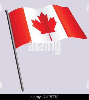 canadian flag of canada flying waving on flagpole vector illustration Stock Vector