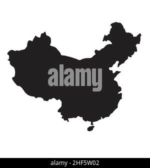 simplified map shape of PRC peoples republic of China silhouette vector isolated on white background Stock Vector