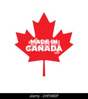 Made in Canada maple leaf simple logo icon red canadian vector isolated on white background Stock Vector