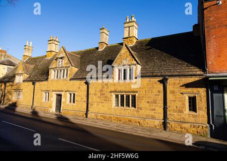 Bedehouses Bede Houses, almshouses on Burton Street. Built in 1641 by Robert Hudson. Melton Mowbray, Leicestershire, England. Stock Photo