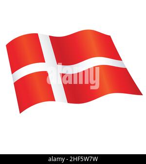 flying danish flag of denmark silk icon vector isolated on white background Stock Vector
