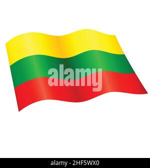 flying waving lithuanian flag of lithuania silk vector icon isolated on white background Stock Vector