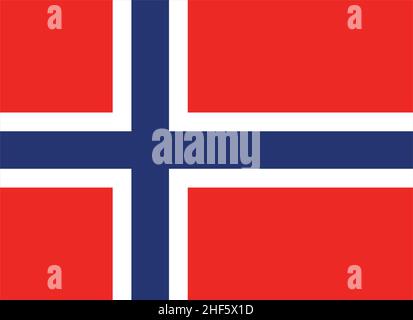 accurate correct norwegian flag of norway icon vector isolated on white background Stock Vector