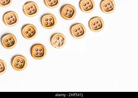 Brown buttons isolated on a white background with copy space Stock Photo