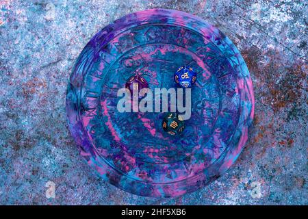 Astrology dices of fortune on horoscope circle. Horizontal fortune theme poster, greeting cards, headers, website and app Stock Photo