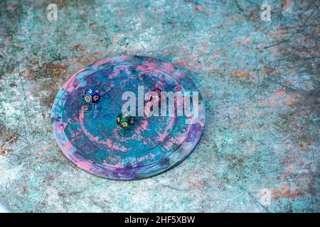 Astrology dices of fortune on horoscope circle. Horizontal fortune theme poster, greeting cards, headers, website and app Stock Photo