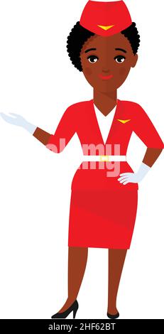 Stewardess Avatar in Flat Style Stock Vector